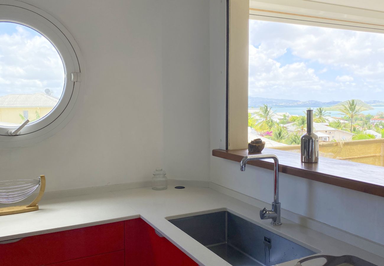 Appartement à Les Trois-Ilets - Ti Bonheur, 4 pers, vue mer, spacieux