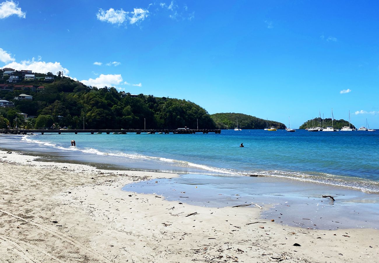Maison mitoyenne à Les Trois-Ilets - Ti Plage, 6 pers, spacieux, vue mer, plage